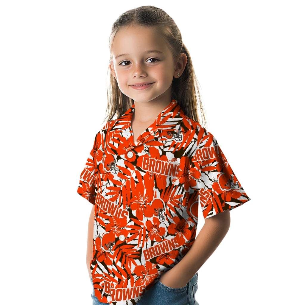 Cleveland Browns Hawaiian Shirt - Hibiscus Overlay | Hula Hawaiian Shirts