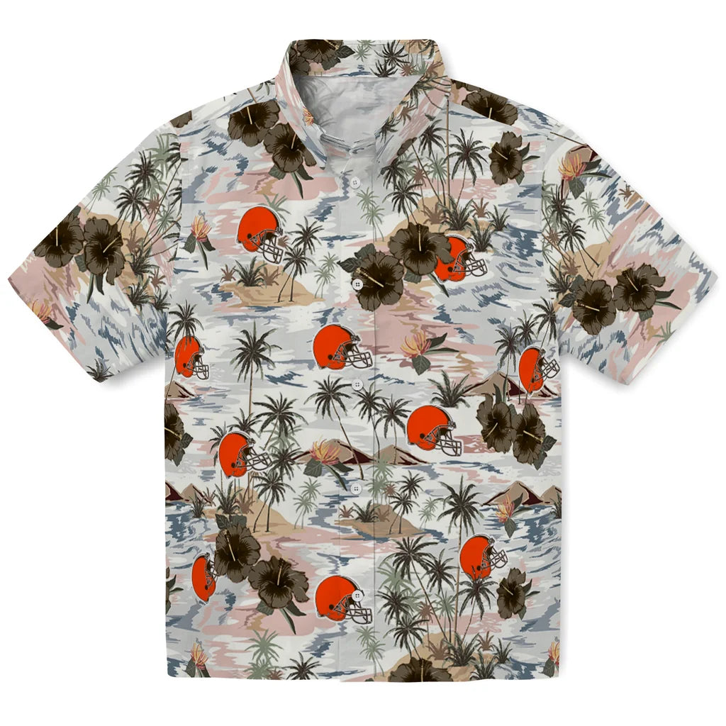 Cleveland Browns Hawaiian Shirt - Hibiscus Seaside | Hula Hawaiian Shirts