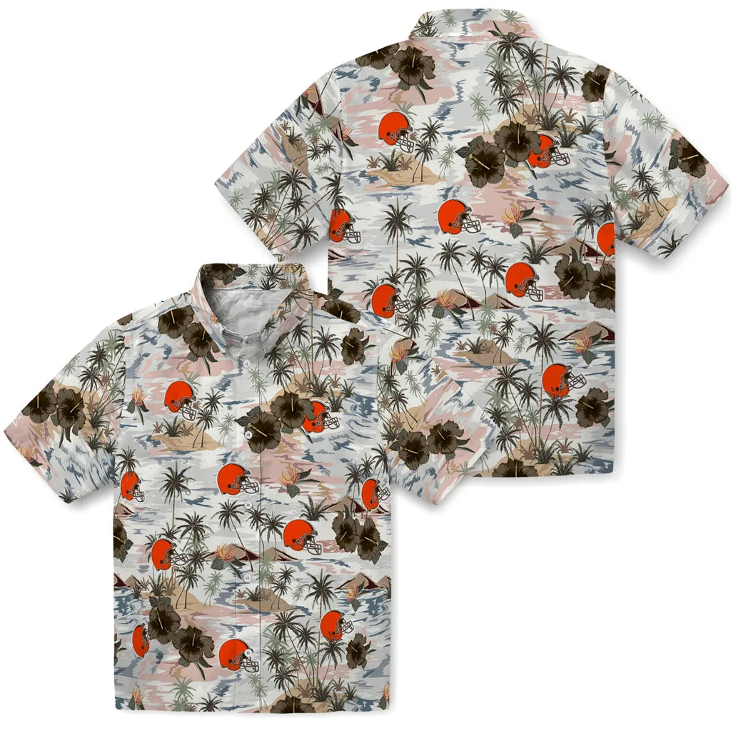 Cleveland Browns Hawaiian Shirt - Hibiscus Seaside | Hula Hawaiian Shirts