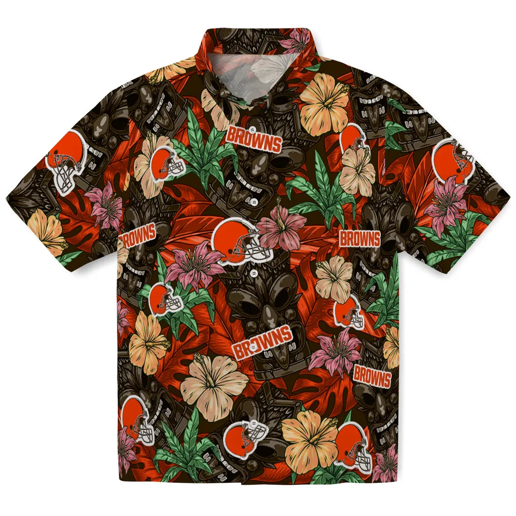 Cleveland Browns Hawaiian Shirt - Hibiscus Tiki Jungle | Hula Hawaiian Shirts