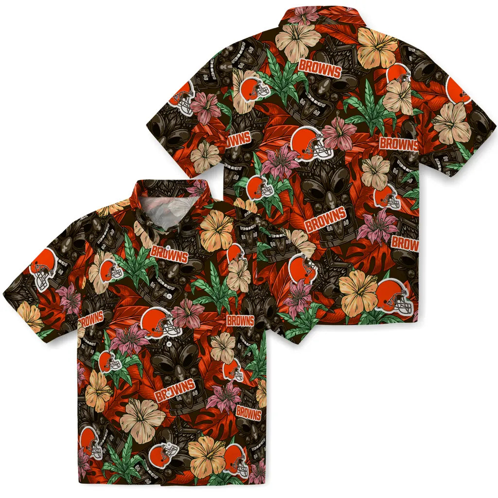 Cleveland Browns Hawaiian Shirt - Hibiscus Tiki Jungle | Hula Hawaiian Shirts