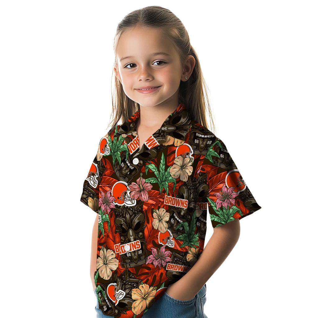 Cleveland Browns Hawaiian Shirt - Hibiscus Tiki Jungle | Hula Hawaiian Shirts