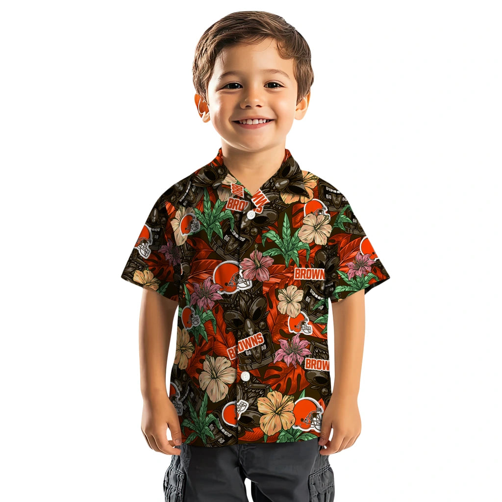 Cleveland Browns Hawaiian Shirt - Hibiscus Tiki Jungle | Hula Hawaiian Shirts
