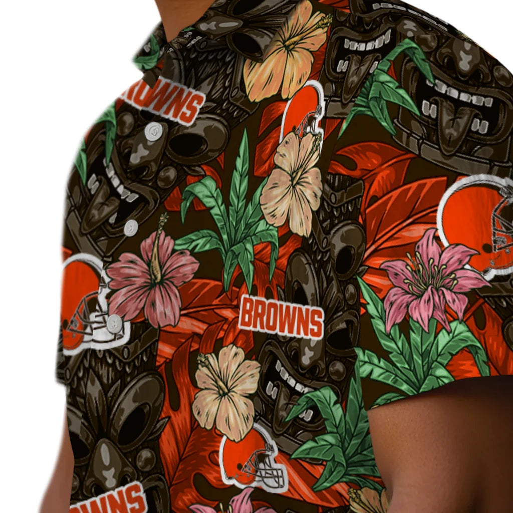 Cleveland Browns Hawaiian Shirt - Hibiscus Tiki Jungle | Hula Hawaiian Shirts
