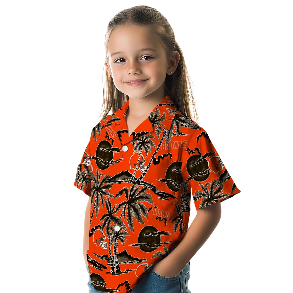Cleveland Browns Hawaiian Shirt - Palm Sunset | Hula Hawaiian Shirts