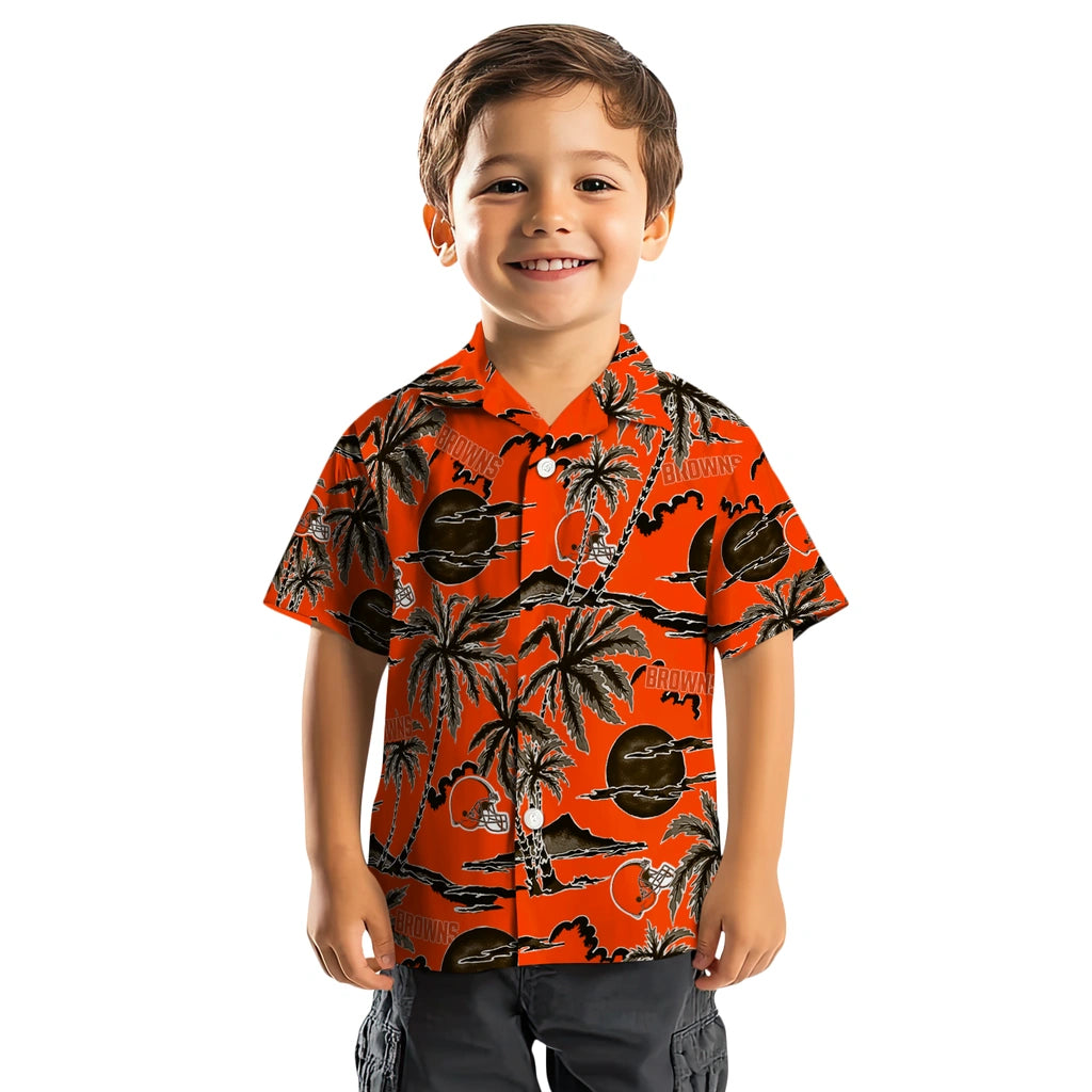 Cleveland Browns Hawaiian Shirt - Palm Sunset | Hula Hawaiian Shirts