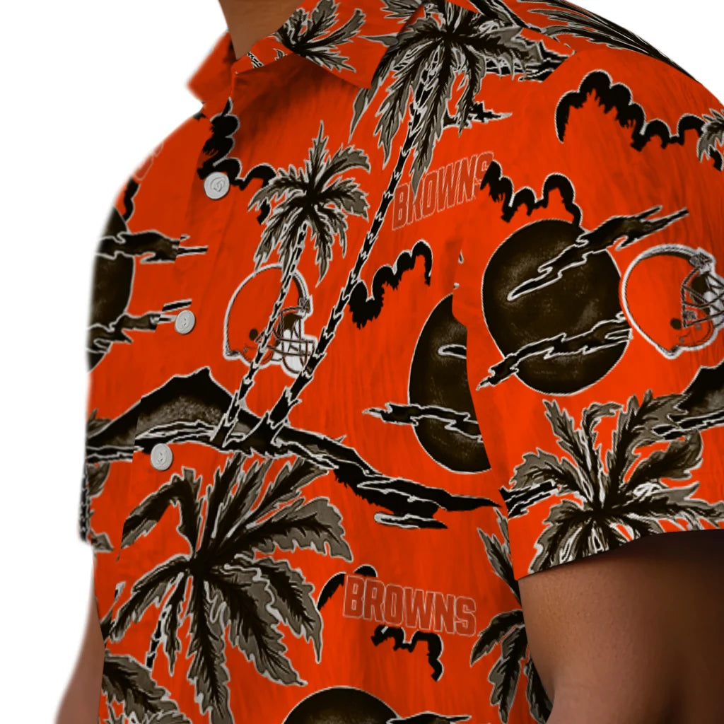 Cleveland Browns Hawaiian Shirt - Palm Sunset | Hula Hawaiian Shirts