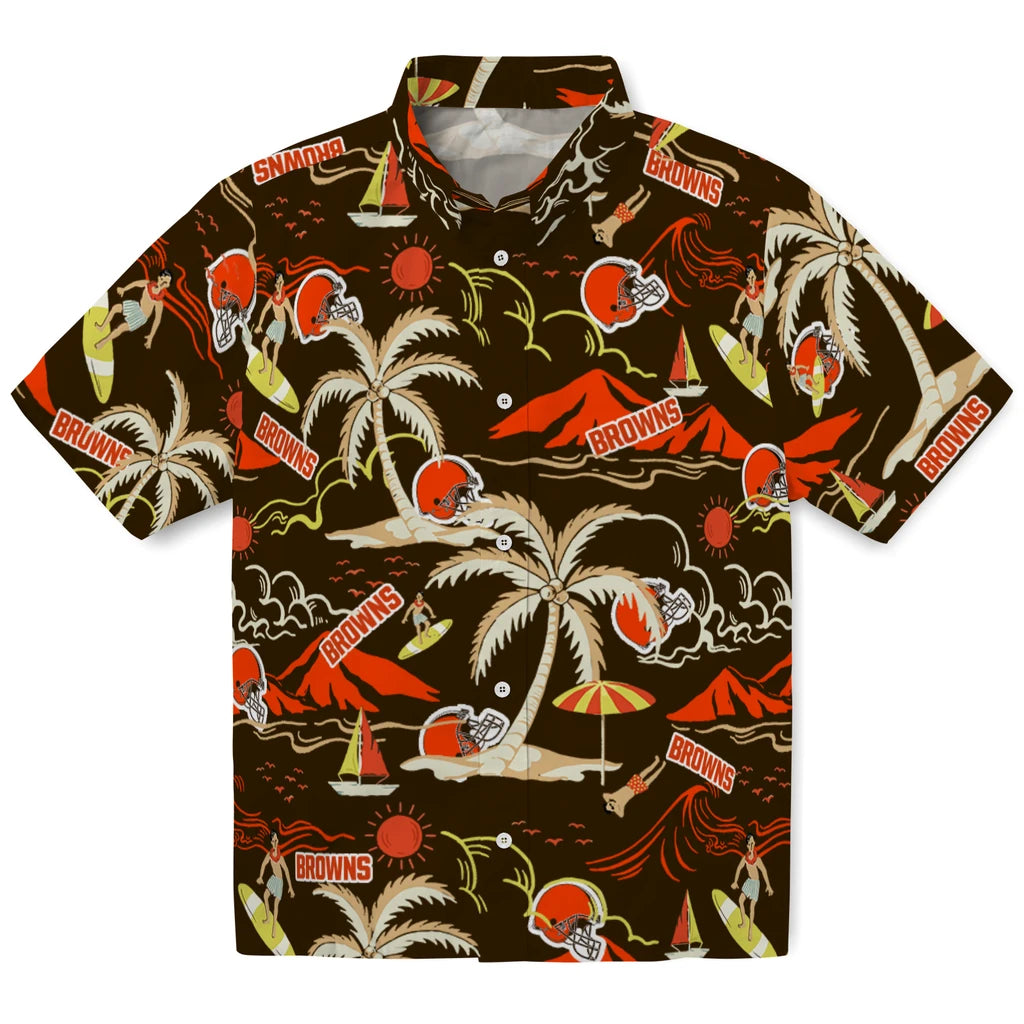 Cleveland Browns Hawaiian Shirt - Palm Tree Island | Hula Hawaiian Shirts