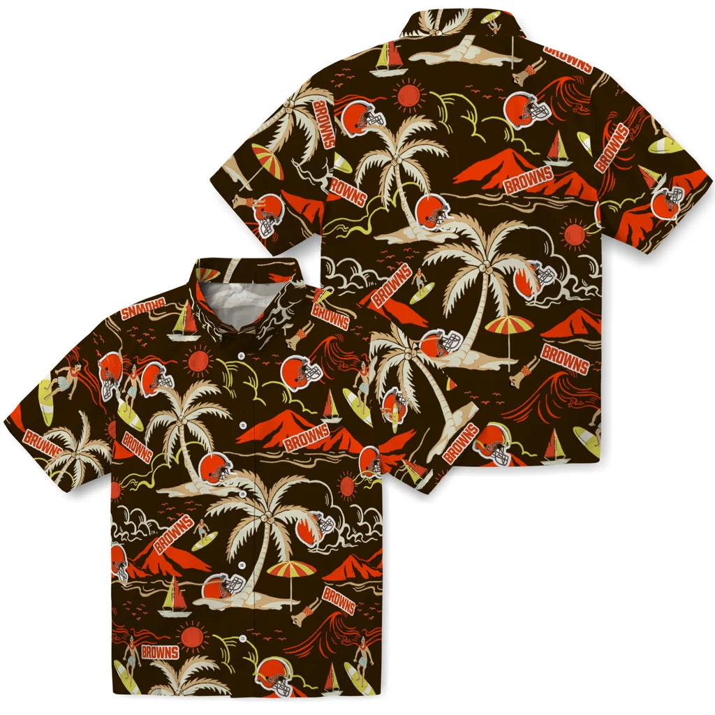 Cleveland Browns Hawaiian Shirt - Palm Tree Island | Hula Hawaiian Shirts