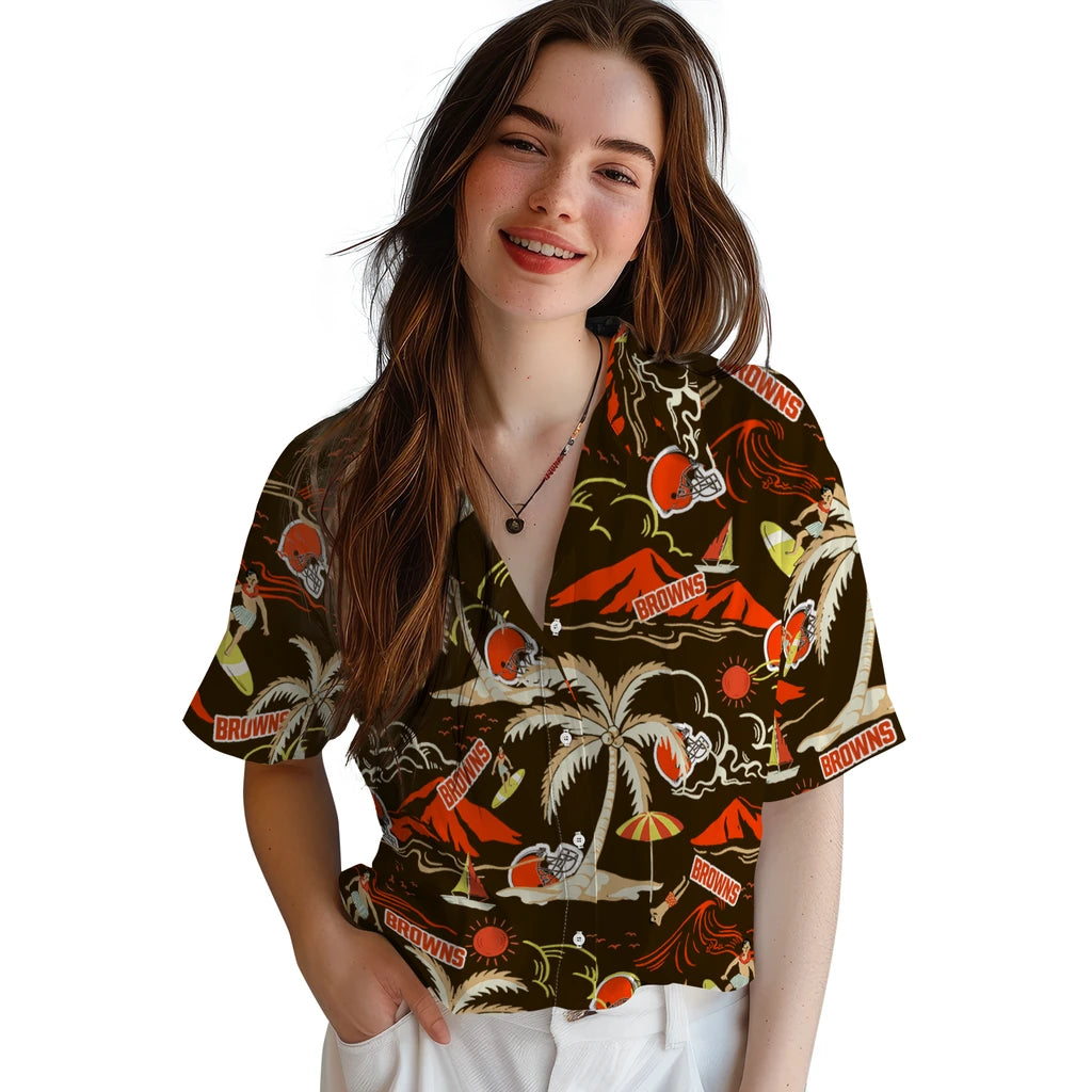 Cleveland Browns Hawaiian Shirt - Palm Tree Island | Hula Hawaiian Shirts