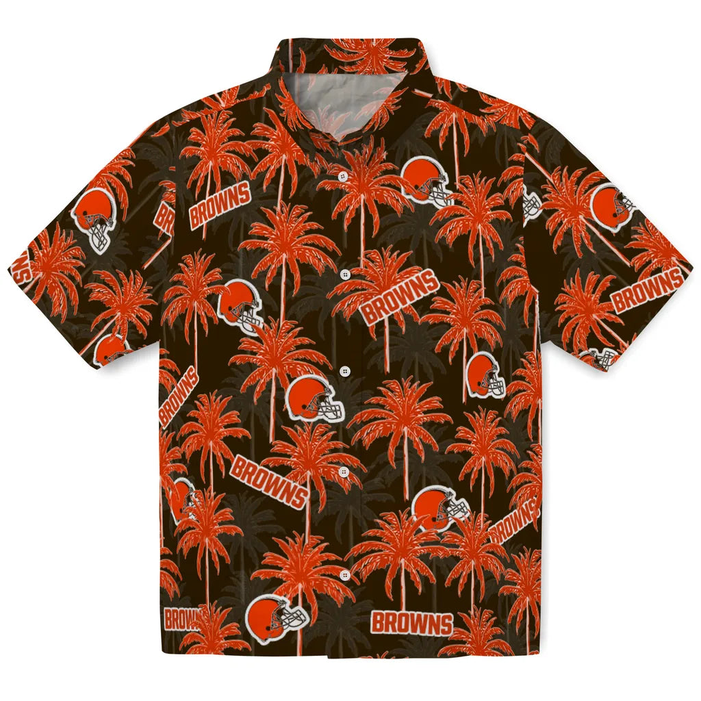 Cleveland Browns Hawaiian Shirt - Palm Tree Motif | Hula Hawaiian Shirts