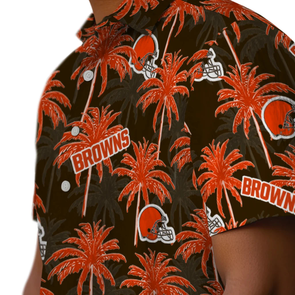 Cleveland Browns Hawaiian Shirt - Palm Tree Motif | Hula Hawaiian Shirts