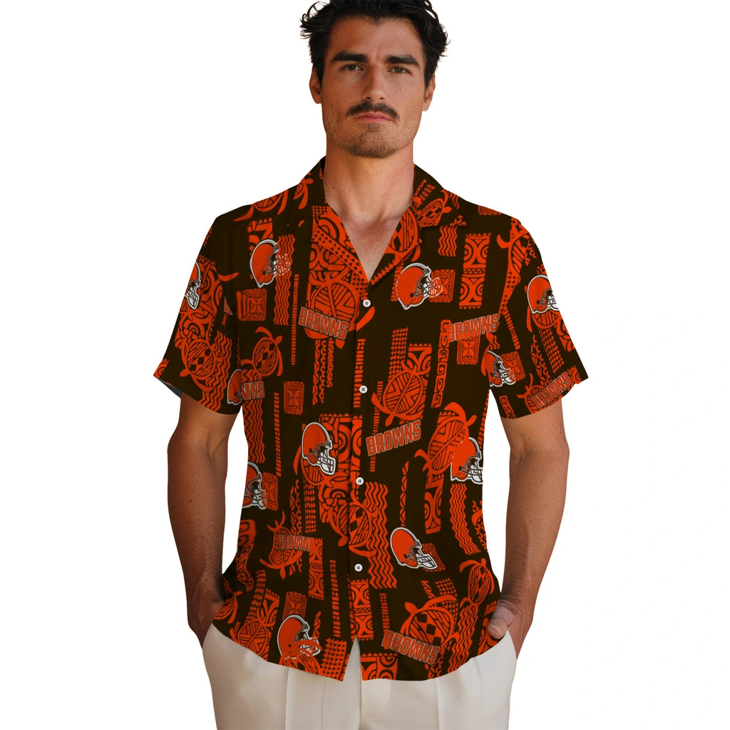 Cleveland Browns Hawaiian Shirt - Turtle Lines | Hula Hawaiian Shirts