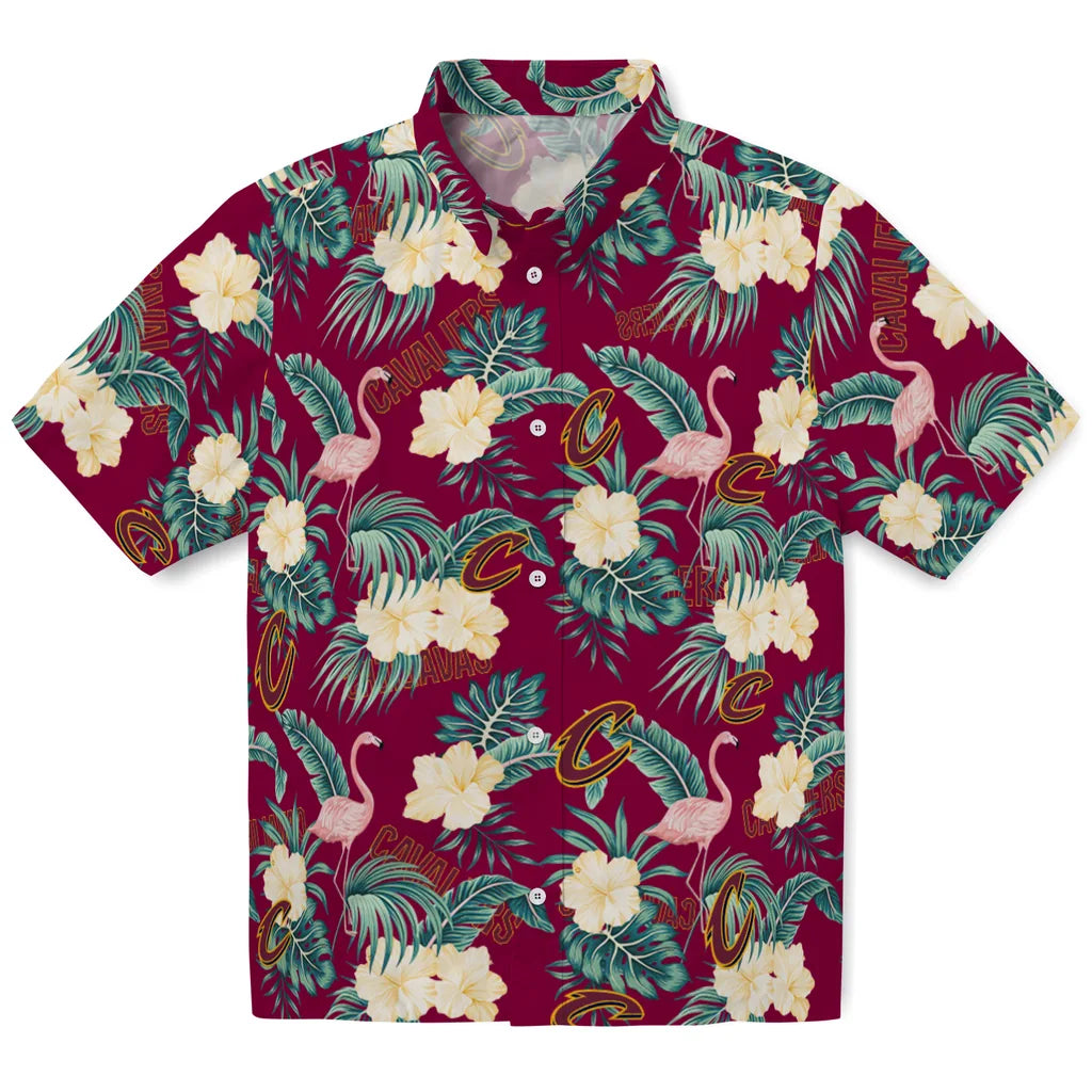 Cleveland Cavaliers Hawaiian Shirt - Flamingo and Hibiscus | Hula Hawaiian Shirts
