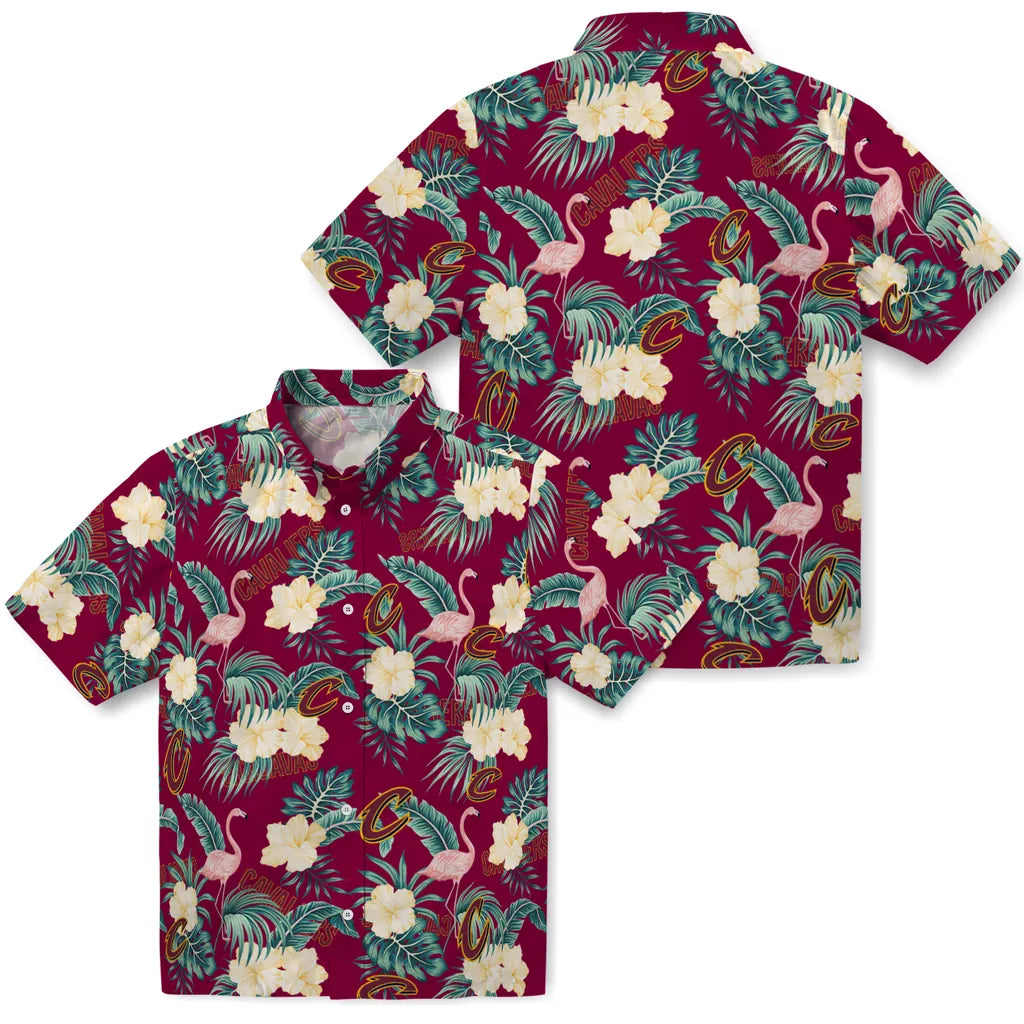 Cleveland Cavaliers Hawaiian Shirt - Flamingo and Hibiscus | Hula Hawaiian Shirts