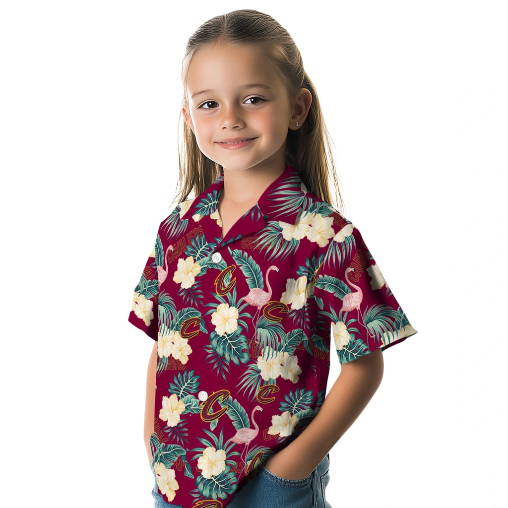 Cleveland Cavaliers Hawaiian Shirt - Flamingo and Hibiscus | Hula Hawaiian Shirts