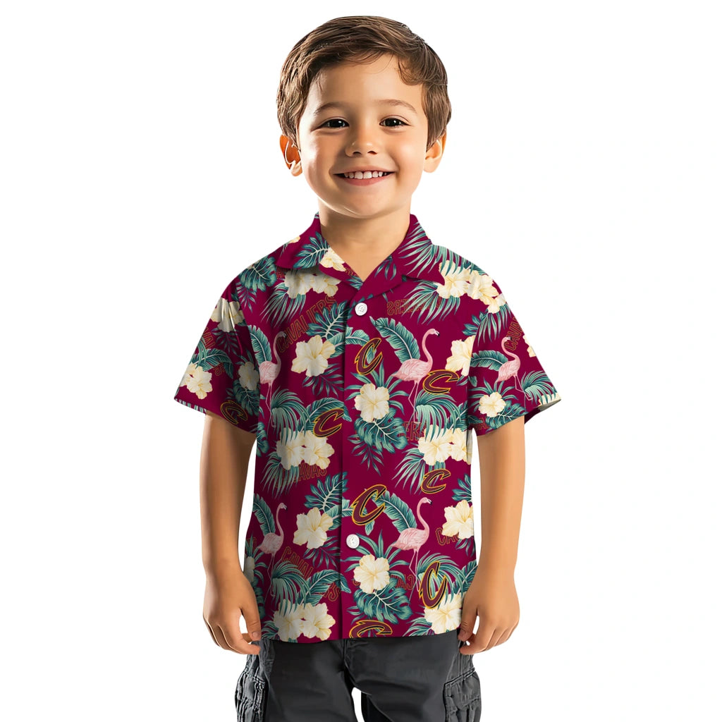 Cleveland Cavaliers Hawaiian Shirt - Flamingo and Hibiscus | Hula Hawaiian Shirts