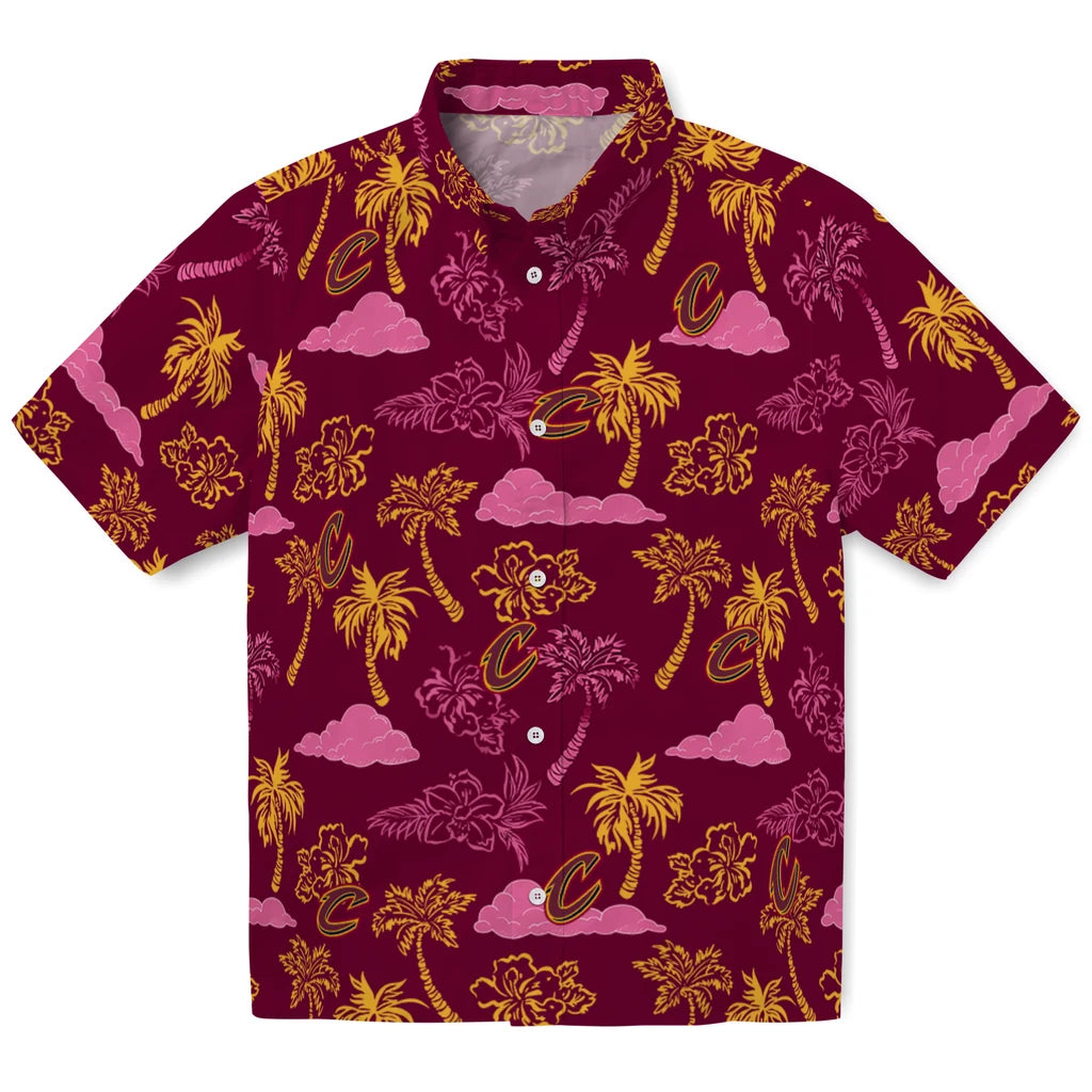 Cleveland Cavaliers Hawaiian Shirt - Palm And Clouds | Hula Hawaiian Shirts