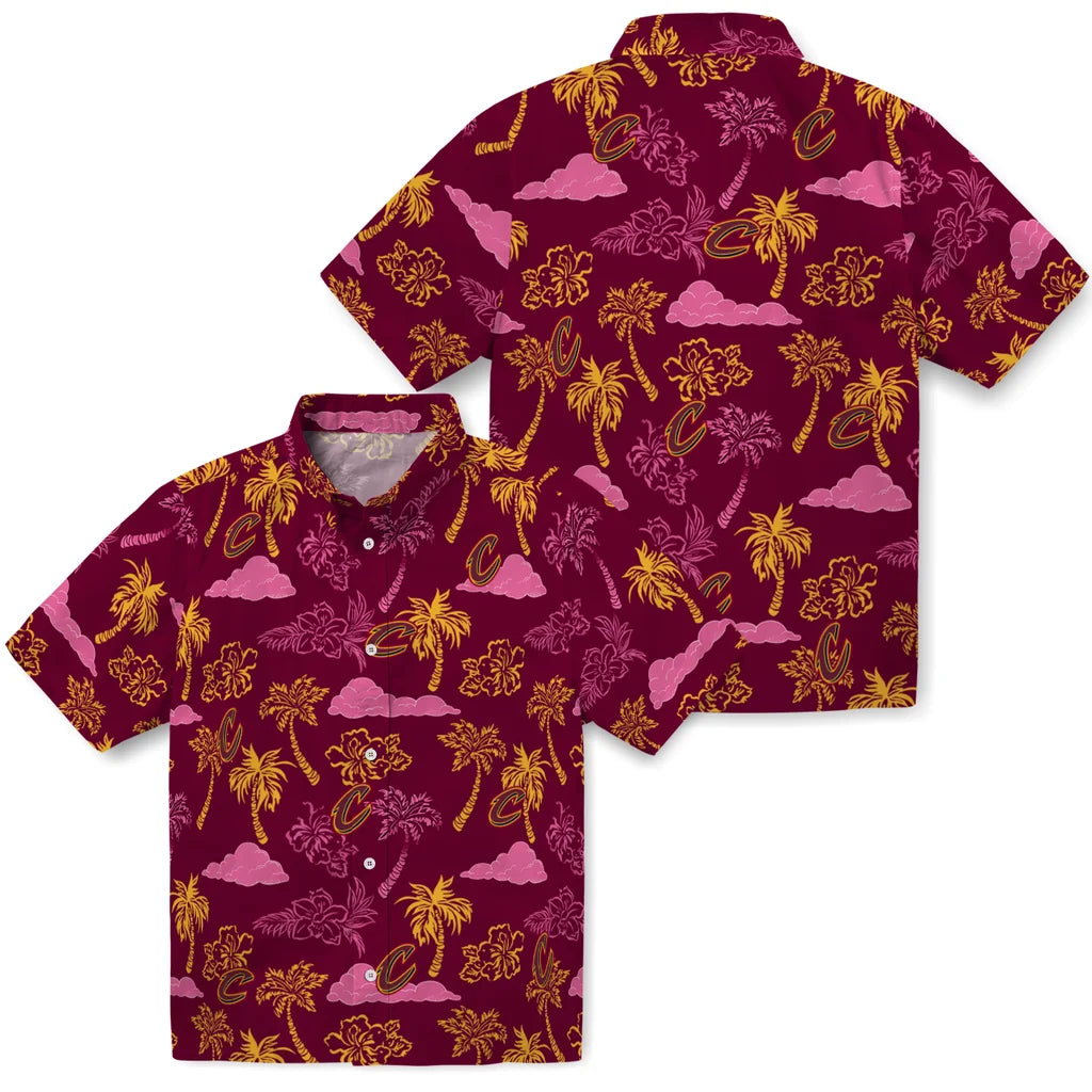 Cleveland Cavaliers Hawaiian Shirt - Palm And Clouds | Hula Hawaiian Shirts