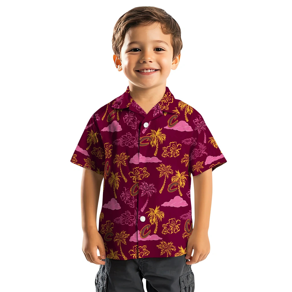 Cleveland Cavaliers Hawaiian Shirt - Palm And Clouds | Hula Hawaiian Shirts