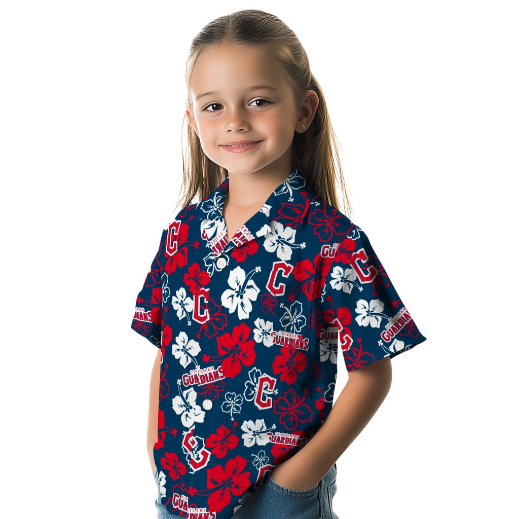 Cleveland Guardians Hawaiian Shirt - Hibiscus Flower Design | Hula Hawaiian Shirts