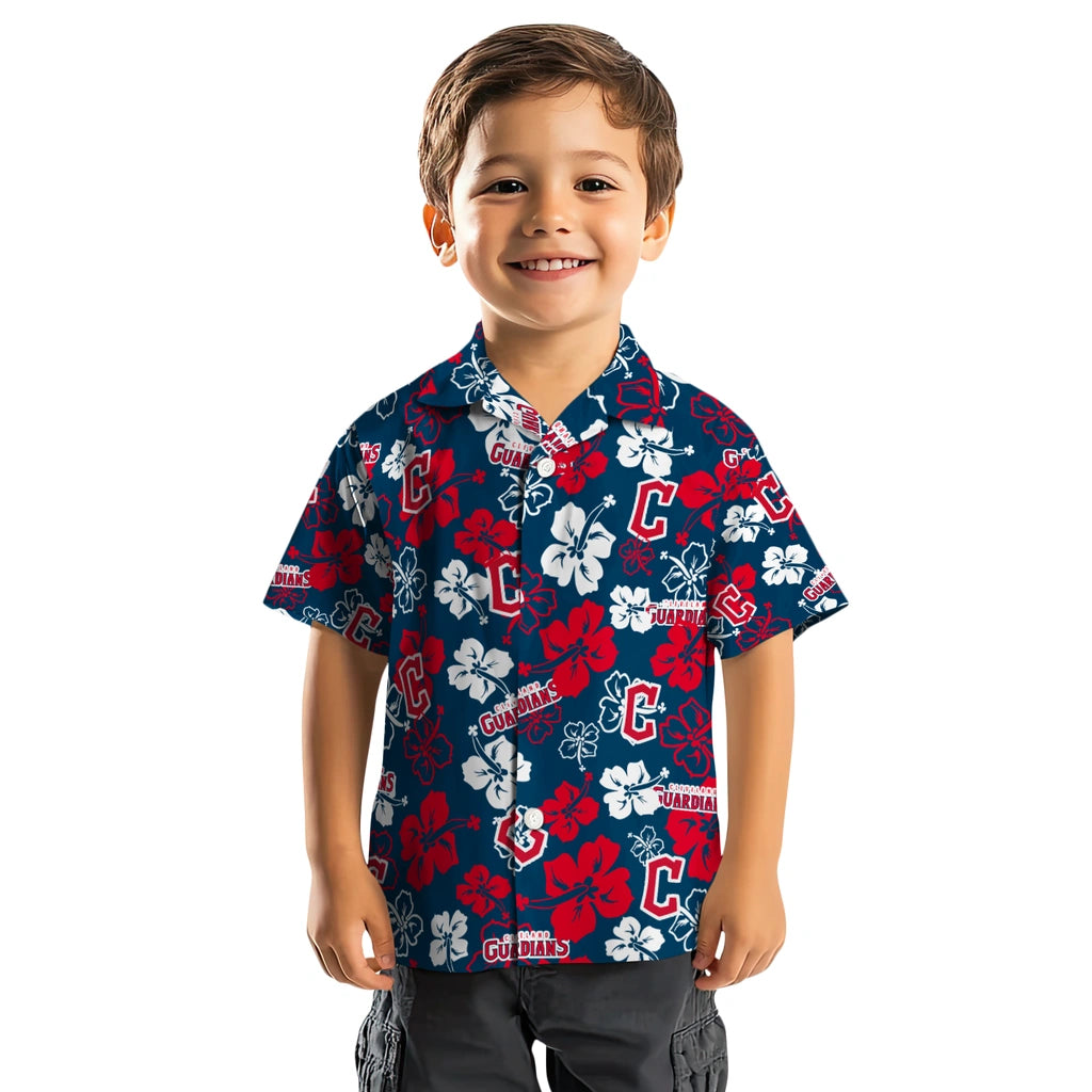 Cleveland Guardians Hawaiian Shirt - Hibiscus Flower Design | Hula Hawaiian Shirts