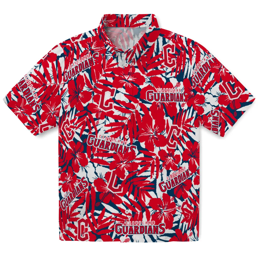 Cleveland Guardians Hawaiian Shirt - Hibiscus Overlay | Hula Hawaiian Shirts