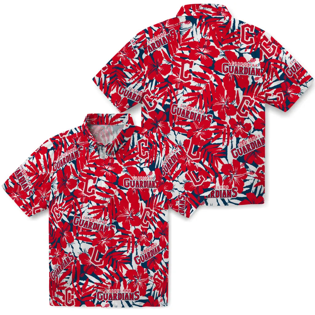 Cleveland Guardians Hawaiian Shirt - Hibiscus Overlay | Hula Hawaiian Shirts