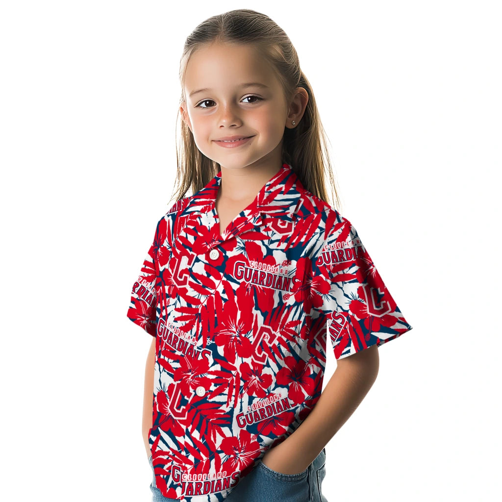 Cleveland Guardians Hawaiian Shirt - Hibiscus Overlay | Hula Hawaiian Shirts