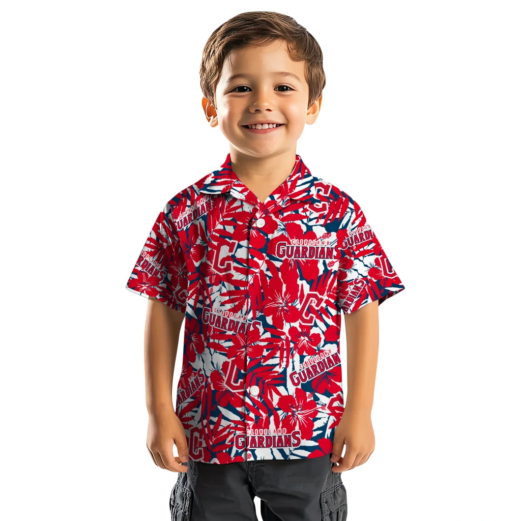 Cleveland Guardians Hawaiian Shirt - Hibiscus Overlay | Hula Hawaiian Shirts