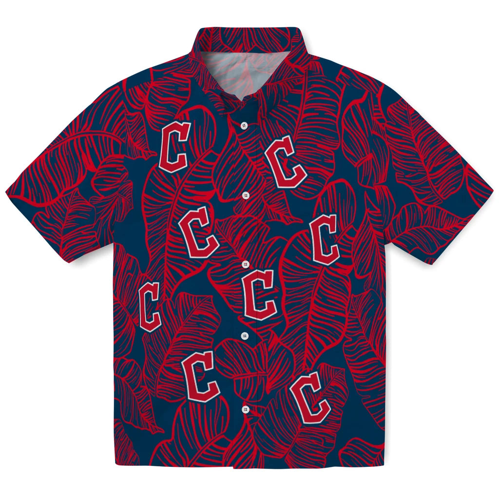 Cleveland Guardians Hawaiian Shirt - Leaf Outline | Hula Hawaiian Shirts