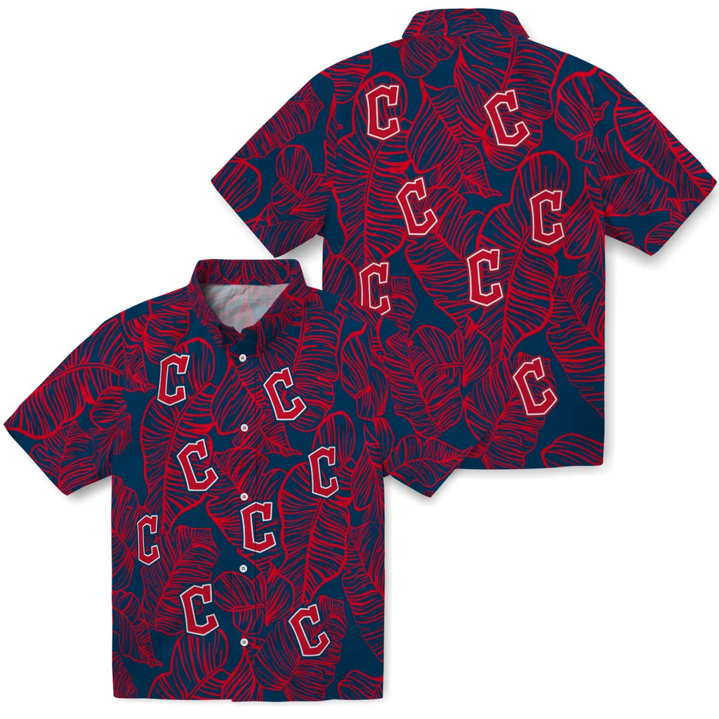 Cleveland Guardians Hawaiian Shirt - Leaf Outline | Hula Hawaiian Shirts