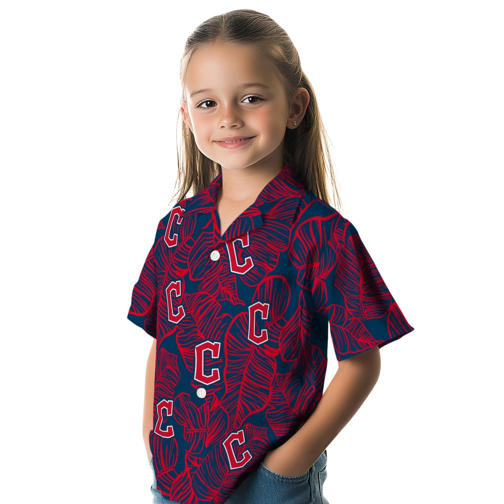 Cleveland Guardians Hawaiian Shirt - Leaf Outline | Hula Hawaiian Shirts