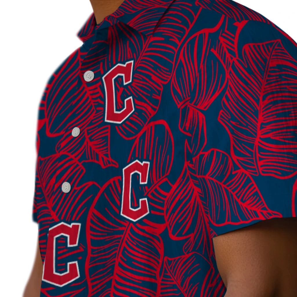 Cleveland Guardians Hawaiian Shirt - Leaf Outline | Hula Hawaiian Shirts