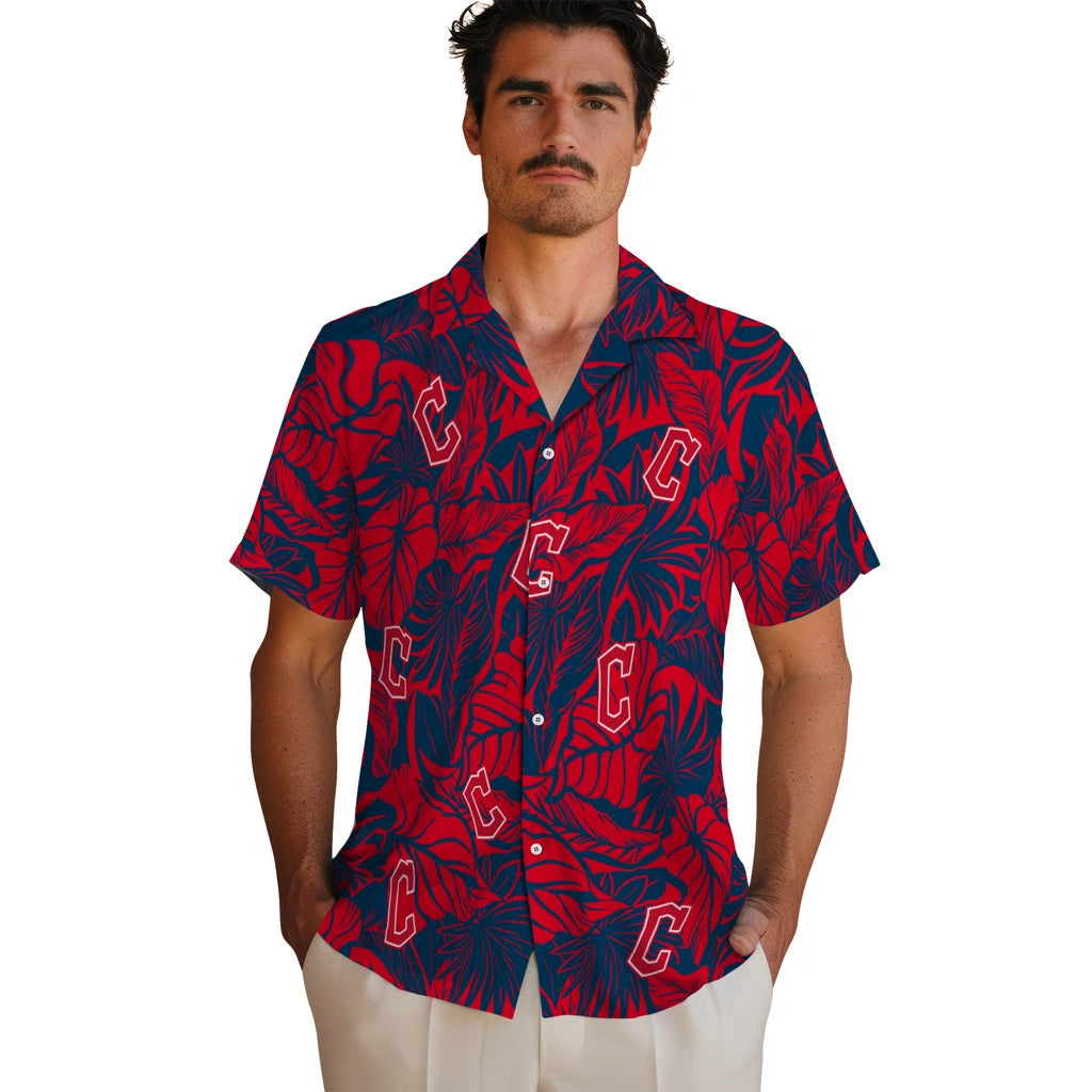 Cleveland Guardians Hawaiian Shirt - Monstera Layer | Hula Hawaiian Shirts