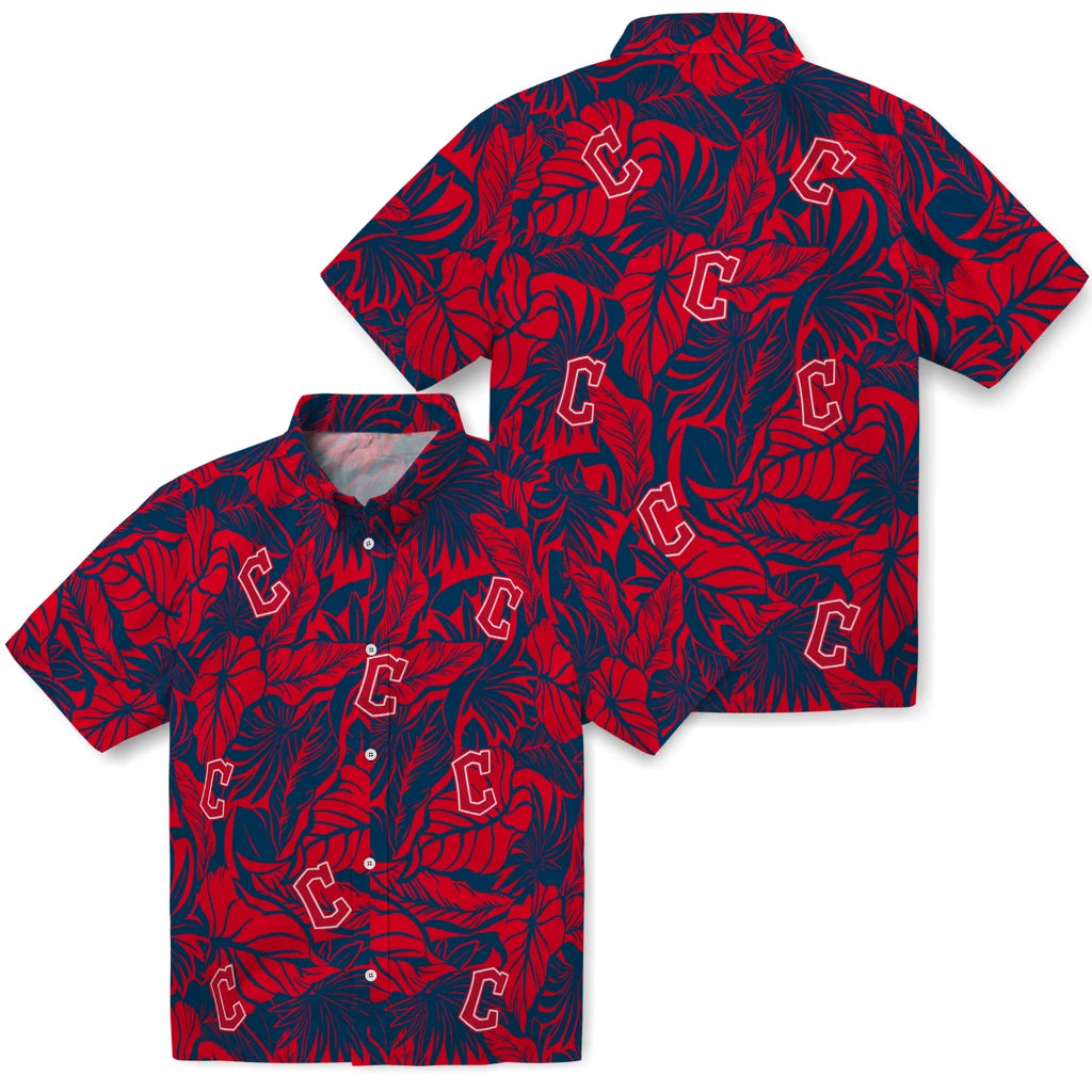 Cleveland Guardians Hawaiian Shirt - Monstera Layer | Hula Hawaiian Shirts