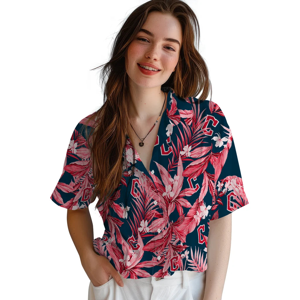 Cleveland Guardians Hawaiian Shirt - Palm Leaves | Hula Hawaiian Shirts