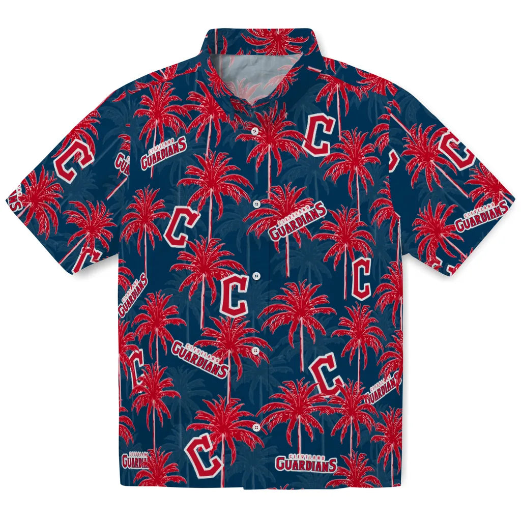 Cleveland Guardians Hawaiian Shirt - Palm Tree Motif | Hula Hawaiian Shirts