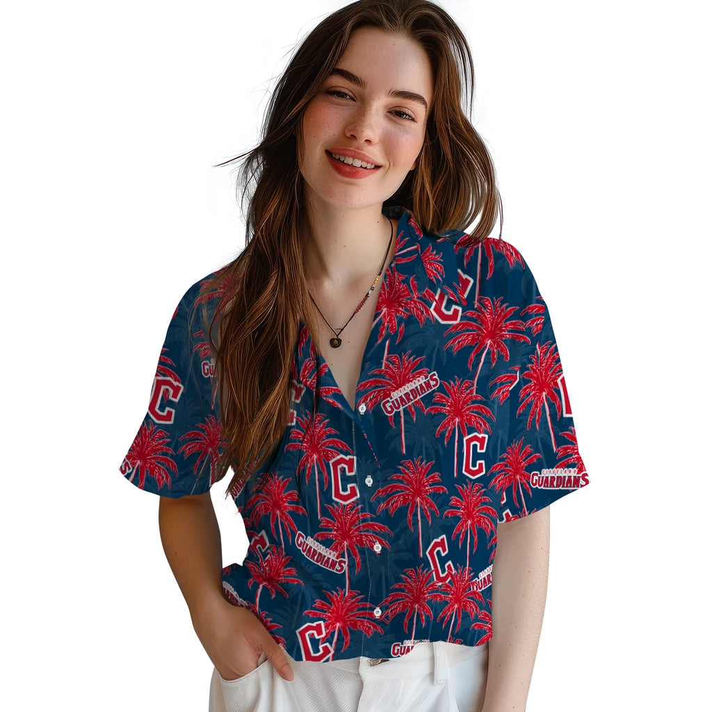 Cleveland Guardians Hawaiian Shirt - Palm Tree Motif | Hula Hawaiian Shirts