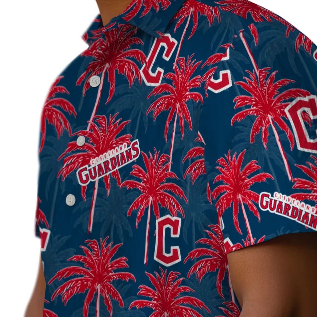 Cleveland Guardians Hawaiian Shirt - Palm Tree Motif | Hula Hawaiian Shirts