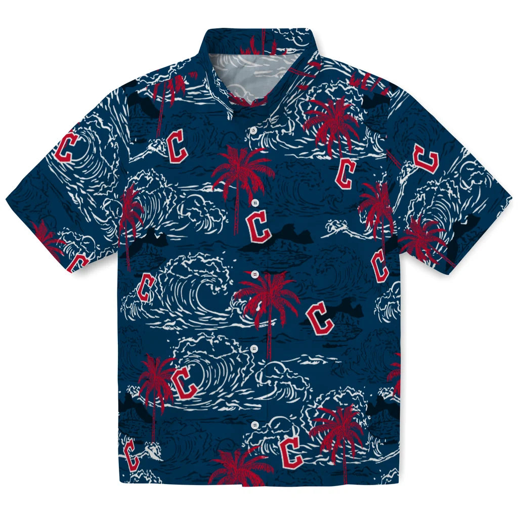 Cleveland Guardians Hawaiian Shirt - Wave Palm | Hula Hawaiian Shirts