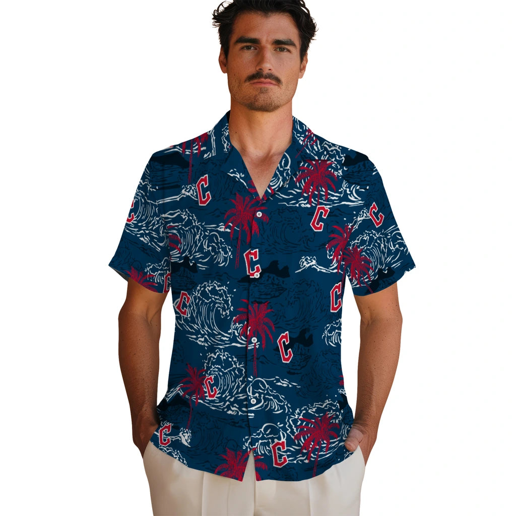 Cleveland Guardians Hawaiian Shirt - Wave Palm | Hula Hawaiian Shirts