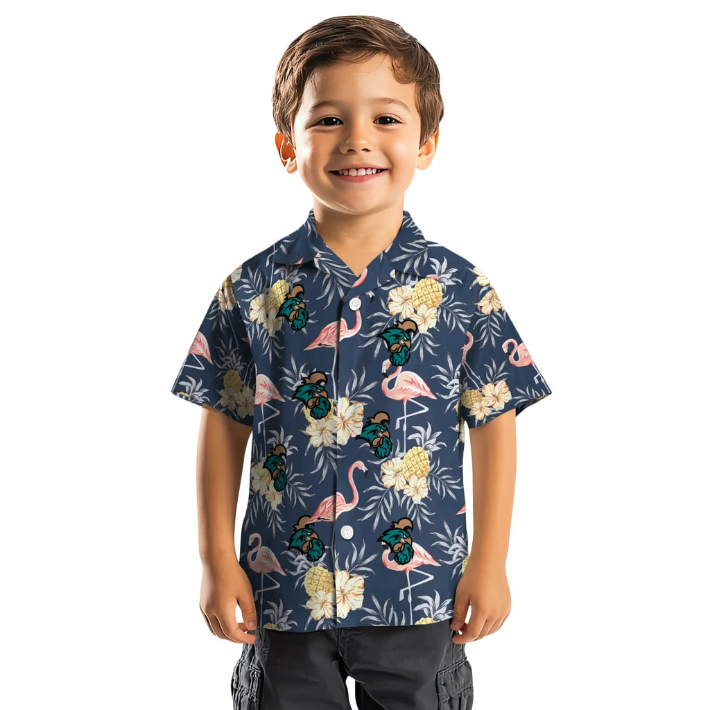 Coastal Carolina Chanticleers Hawaiian Shirt - Flamingo Hibiscus | Hula Hawaiian Shirts