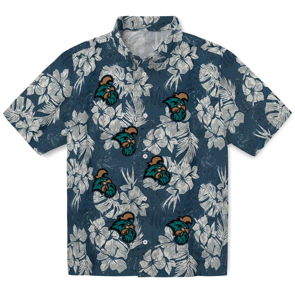 Coastal Carolina Chanticleers Hawaiian Shirt - Hibiscus Flowers | Hula Hawaiian Shirts