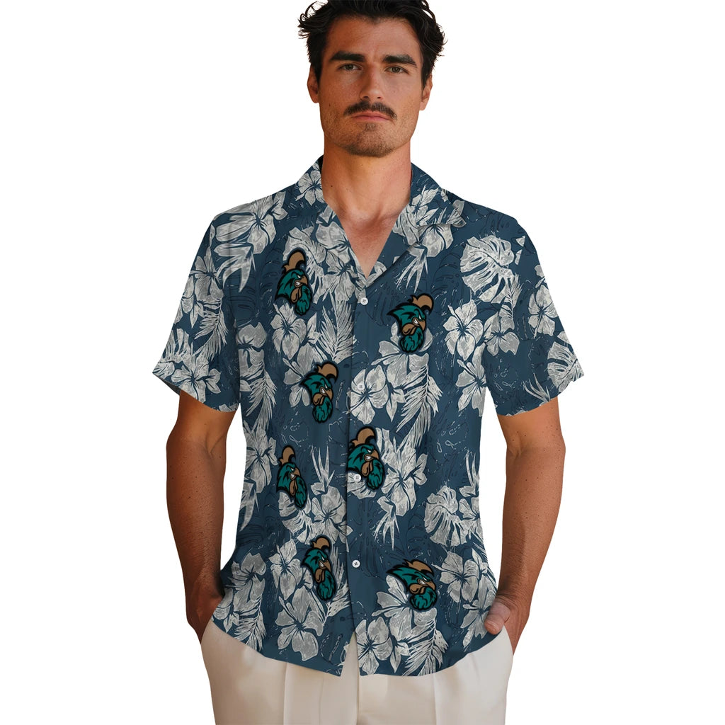 Coastal Carolina Chanticleers Hawaiian Shirt - Hibiscus Flowers | Hula Hawaiian Shirts