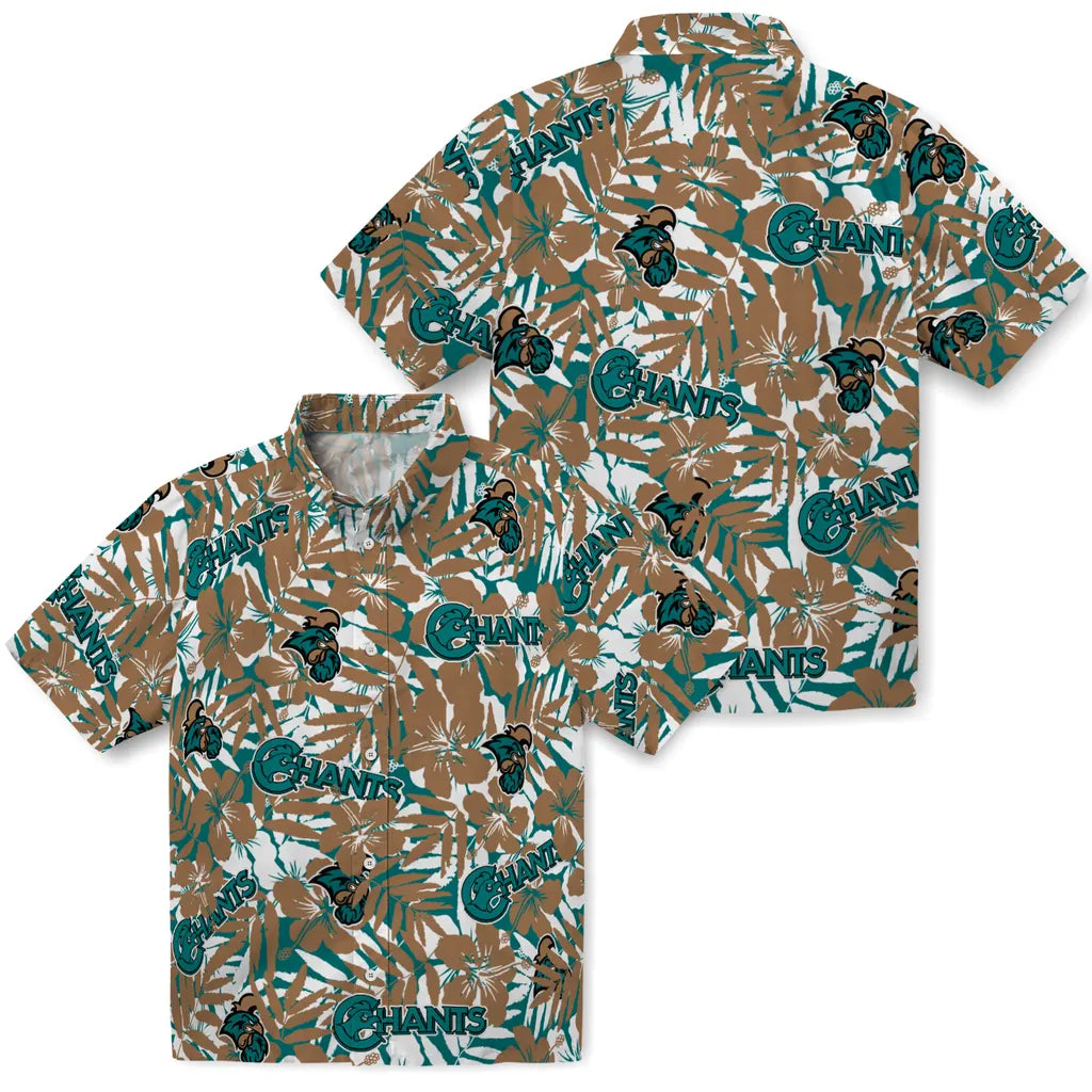 Coastal Carolina Chanticleers Hawaiian Shirt - Hibiscus Overlay | Hula Hawaiian Shirts