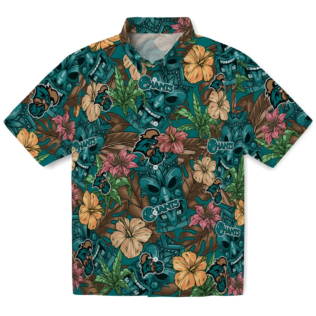 Coastal Carolina Chanticleers Hawaiian Shirt - Hibiscus Tiki Jungle | Hula Hawaiian Shirts