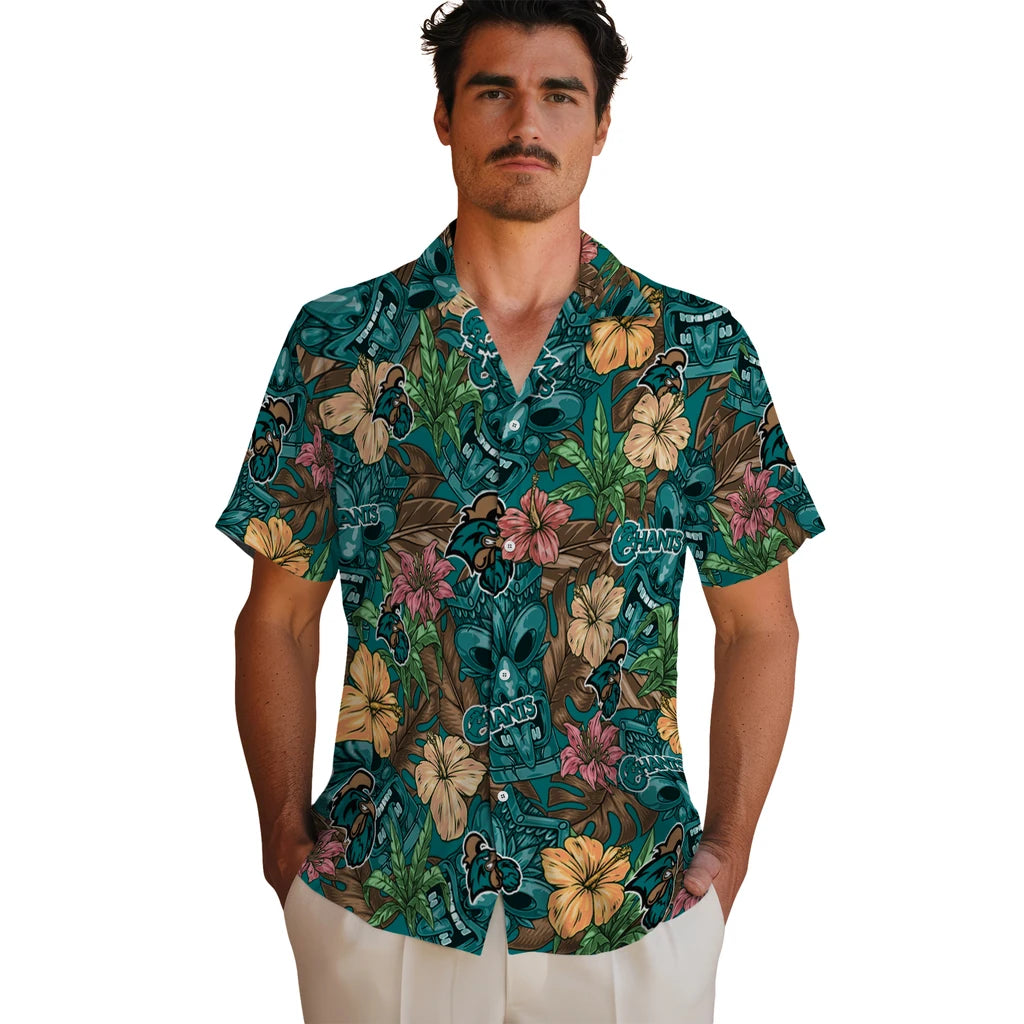 Coastal Carolina Chanticleers Hawaiian Shirt - Hibiscus Tiki Jungle | Hula Hawaiian Shirts