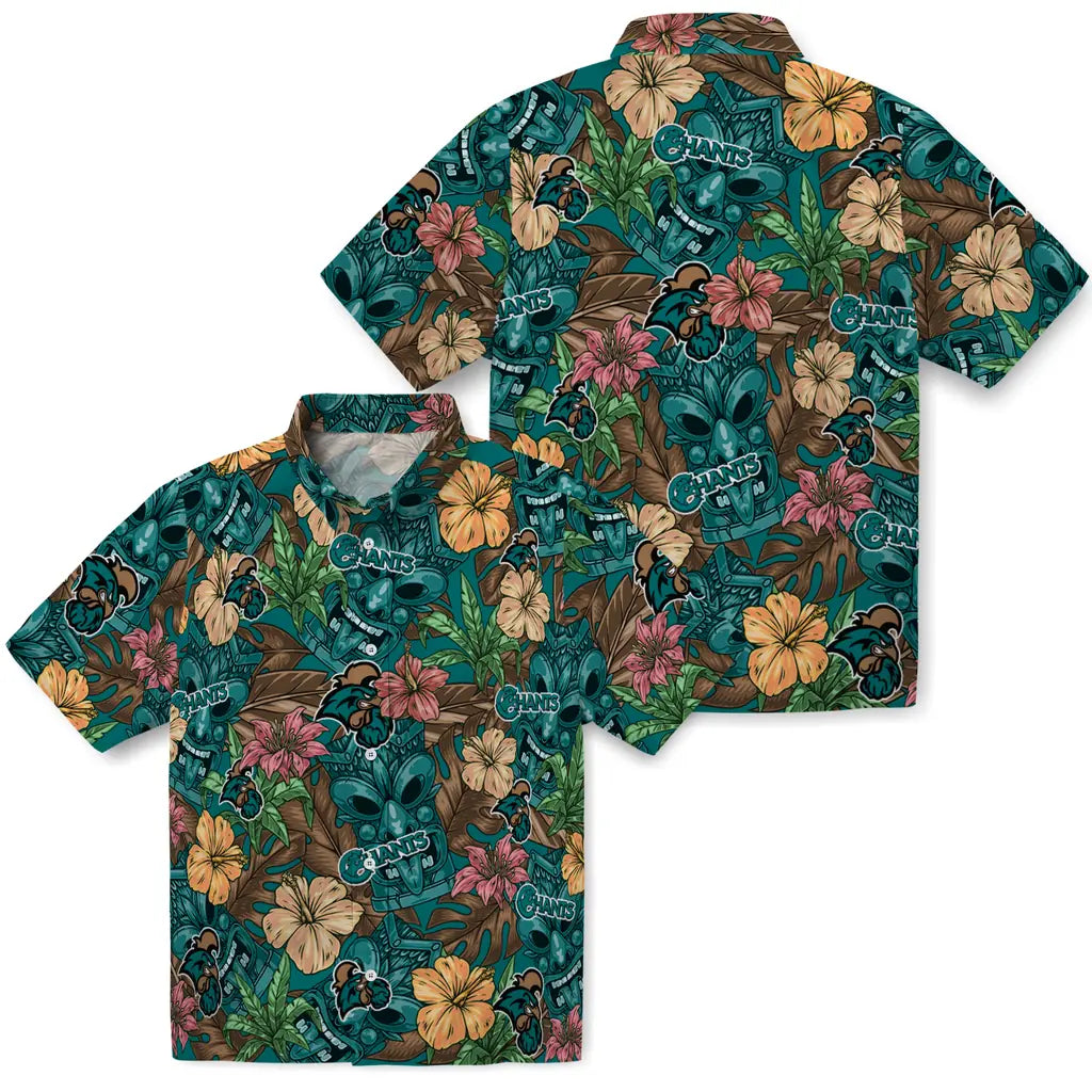 Coastal Carolina Chanticleers Hawaiian Shirt - Hibiscus Tiki Jungle | Hula Hawaiian Shirts