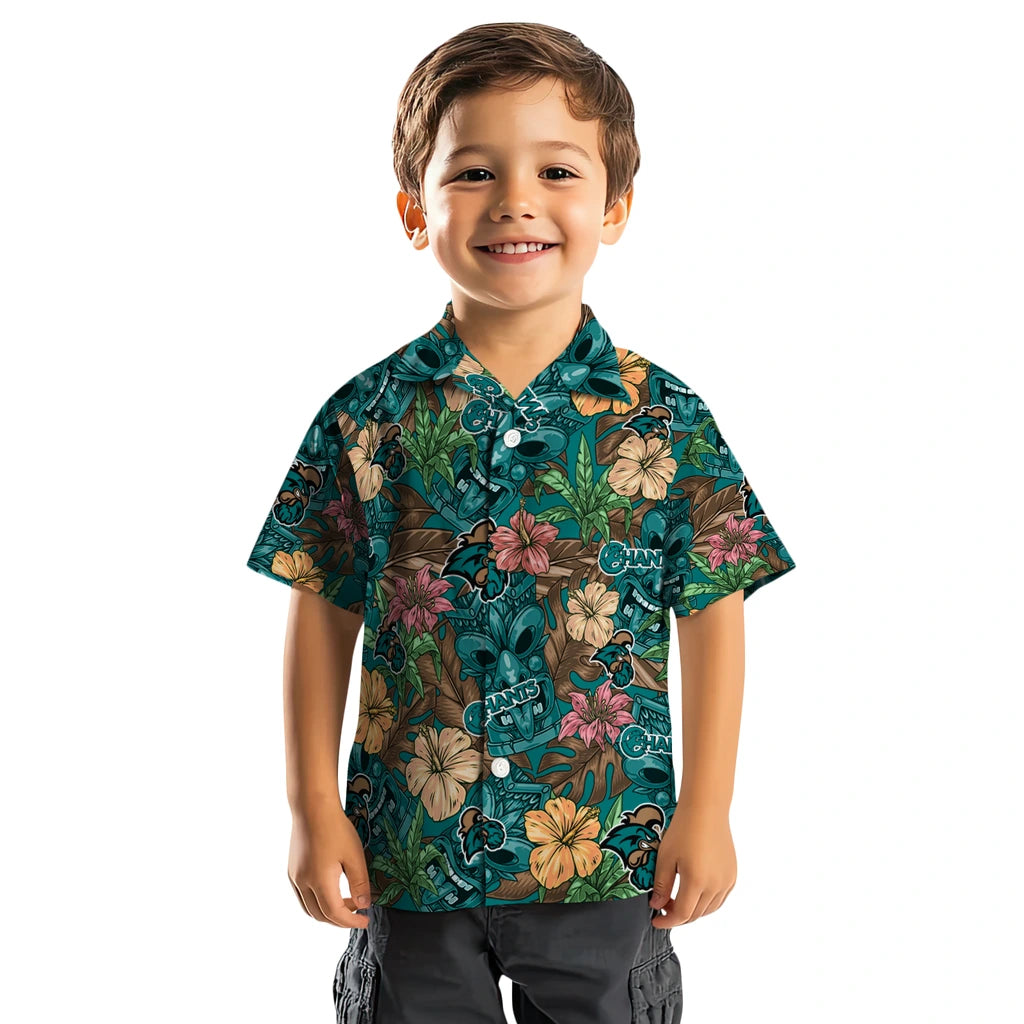Coastal Carolina Chanticleers Hawaiian Shirt - Hibiscus Tiki Jungle | Hula Hawaiian Shirts